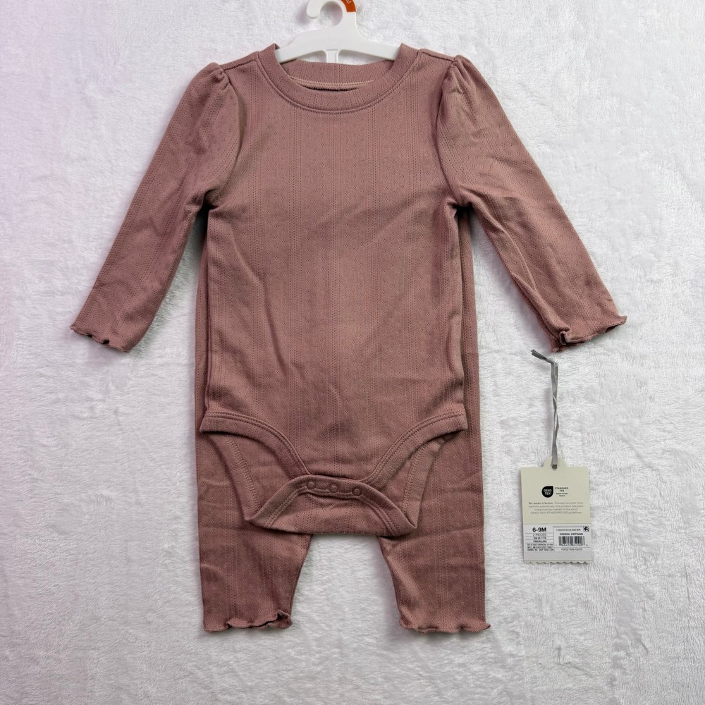 Cloud Island Mauve Pink Pointelle Bodysuit and Leggings Set 6-9M New